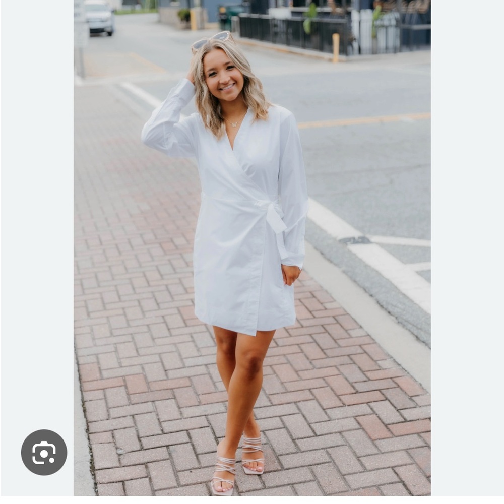 SPANX Classic White Poplin Wrap Dress